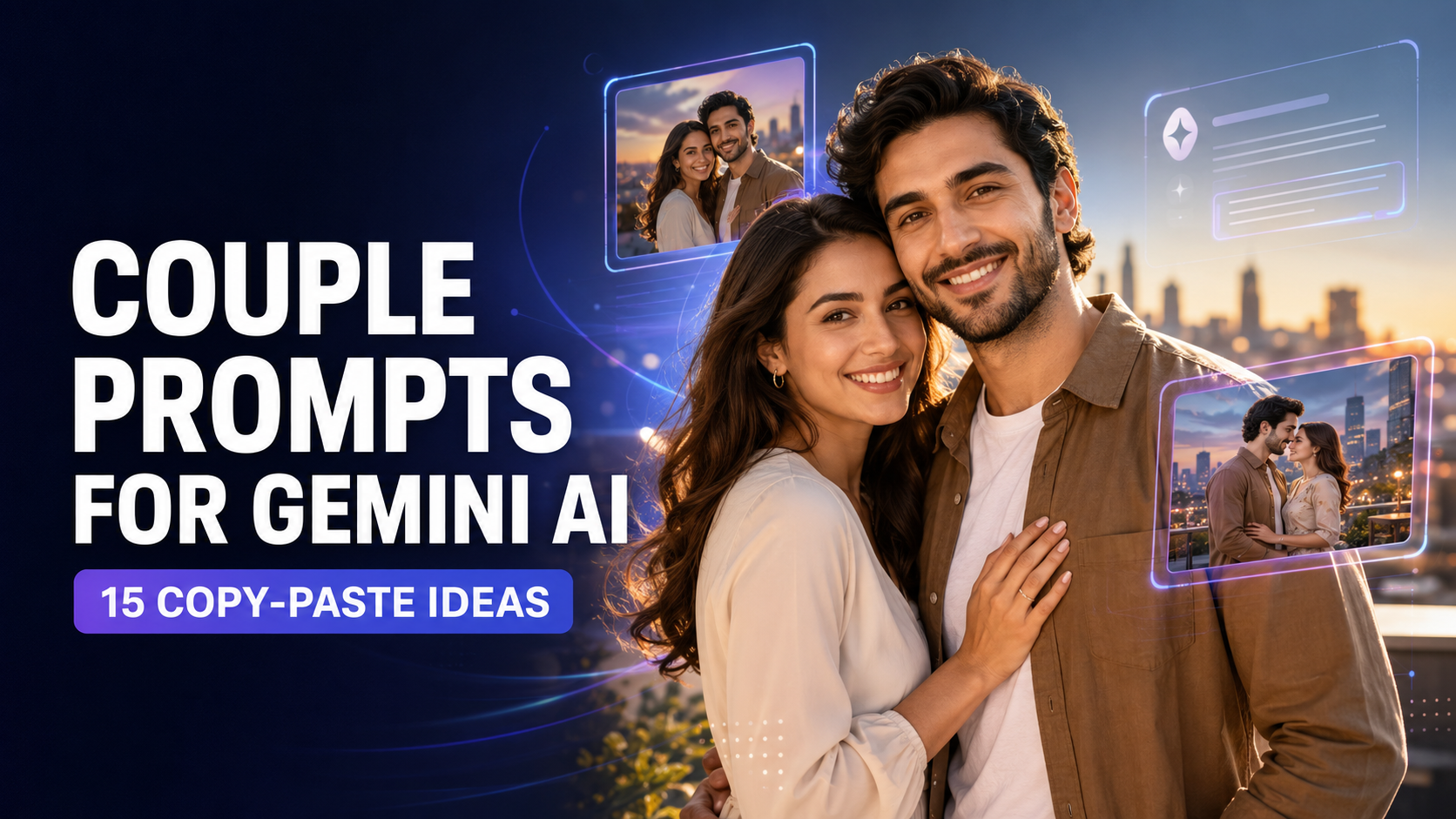 Couple prompt for Gemini AI used to create a realistic romantic portrait