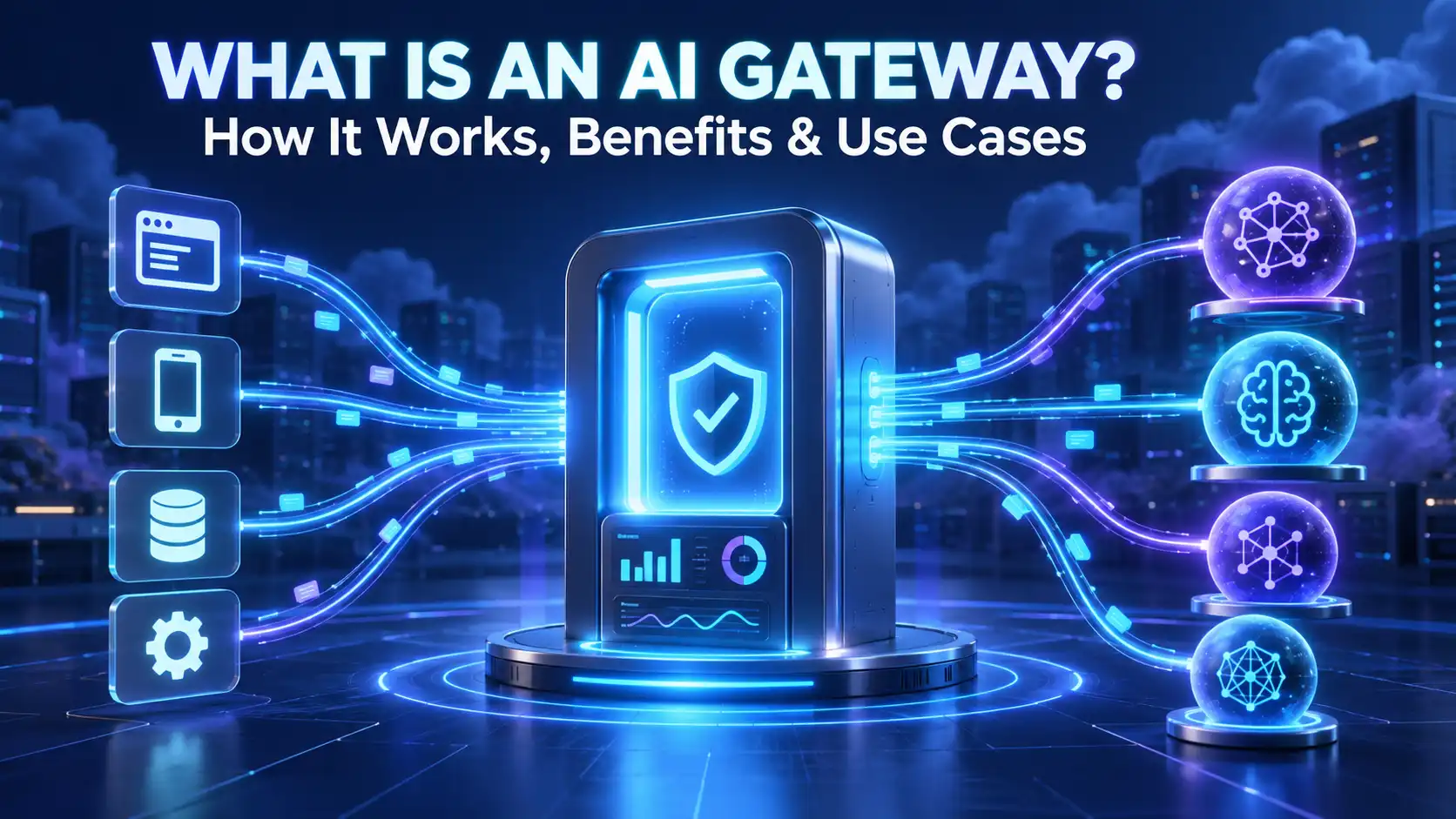 AI gateway architecture connecting applications with multiple AI models